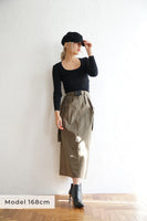 Uネックニットトップス Black