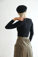 Uネックニットトップス Black