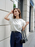 袖アシメフリルTシャツ　WHITE