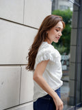 袖アシメフリルTシャツ　WHITE