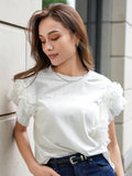 袖アシメフリルTシャツ　WHITE
