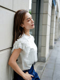 袖アシメフリルTシャツ　WHITE