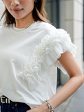 袖アシメフリルTシャツ　WHITE