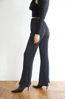 シュシュ付きドットプリーツパンツ Black
