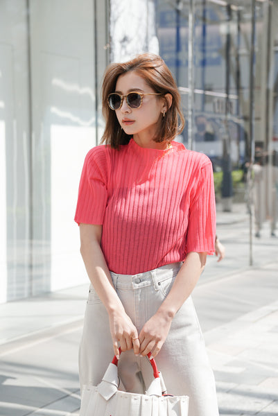 シアーニットリブトップス Pink