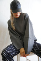 12G編地切り替えニットプルオーバー CharcoalGray