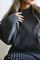 12G編地切り替えニットプルオーバー CharcoalGray