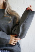 12G編地切り替えニットプルオーバー CharcoalGray