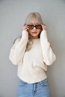 アシメオープンショルダーニットプルオーバー White