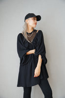 ギャザーＶチュニック Black