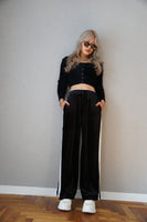 ベロアラインパンツ Black/OffWhite
