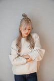 12G編地切り替えニットプルオーバー Ivory