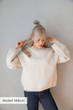 12G編地切り替えニットプルオーバー Ivory