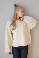 12G編地切り替えニットプルオーバー Ivory