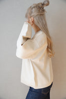 12G編地切り替えニットプルオーバー Ivory