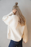 12G編地切り替えニットプルオーバー Ivory