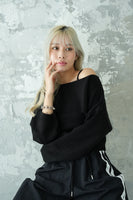 レイヤードニットトップス Black