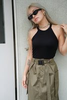 ベルト付きカーゴスカート Khaki