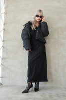 起毛ツイルIラインスカート Black