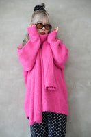 マフラー付きニットプルオーバー Pink