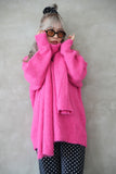 マフラー付きニットプルオーバー Pink