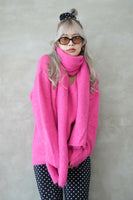 マフラー付きニットプルオーバー Pink