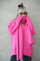 マフラー付きニットプルオーバー Pink