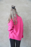 マフラー付きニットプルオーバー Pink