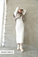 ハーフジップニットワンピース Ivory