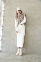 ハーフジップニットワンピース Ivory