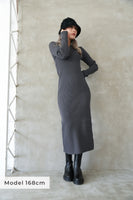 ハーフジップニットワンピース CharcoalGray
