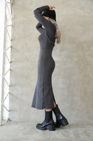 ハーフジップニットワンピース CharcoalGray