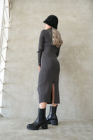 ハーフジップニットワンピース CharcoalGray