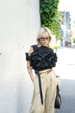 フリルドッキングビスチェTOPS　BLACK