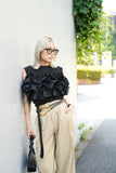 フリルドッキングビスチェTOPS　BLACK