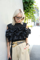 フリルドッキングビスチェTOPS　BLACK