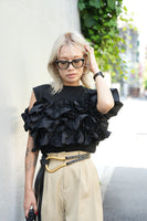 フリルドッキングビスチェTOPS　BLACK