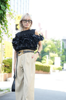 フリルドッキングビスチェTOPS　BLACK