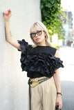 フリルドッキングビスチェTOPS　BLACK