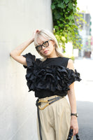 フリルドッキングビスチェTOPS　BLACK