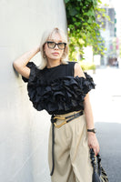 フリルドッキングビスチェTOPS　BLACK