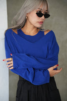 アンゴラタッチニットアンサンブル Blue