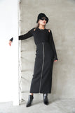 フロントZIPニットスカート Black