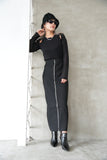 フロントZIPニットスカート Black