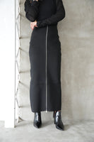 フロントZIPニットスカート Black