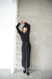 フロントZIPニットスカート Black