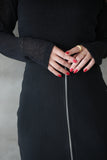 フロントZIPニットスカート Black