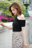 アシンメトリーハーフスリーブTシャツ Black