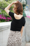 アシンメトリーハーフスリーブTシャツ Black