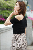 アシンメトリーハーフスリーブTシャツ Black